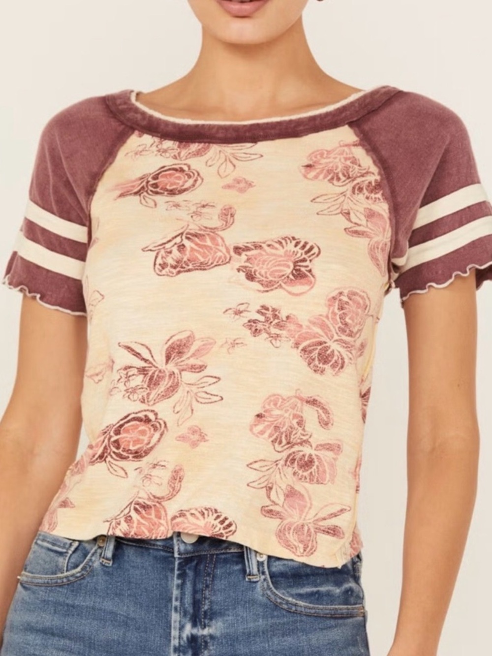 NWT We The Free Wish You Were Here Tee in Tan Combo